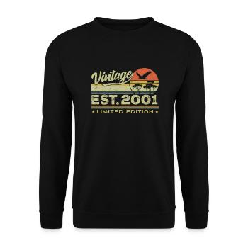 Vintage 2001 Fantastisch seit 2001 Geschenk 2001 Retro - Unisex Pullover - Schwarz - Vorne - Alina (178cm) & Michal (187cm)