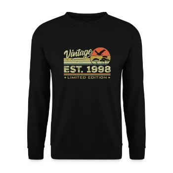 Vintage 1998 Fantastisch seit 1998 Geschenk 1998 Retro - Unisex Pullover - Schwarz - Vorne - Alina (178cm) & Michal (187cm)
