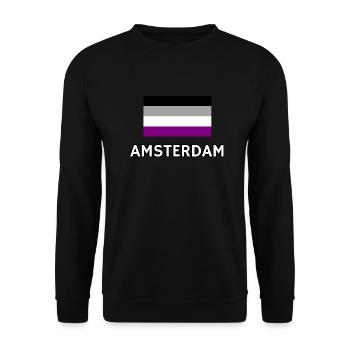 Asexuality Pride Flag Amsterdam - Unisex Sweatshirt - black - Front - Alina (178cm) & Michal (187cm)