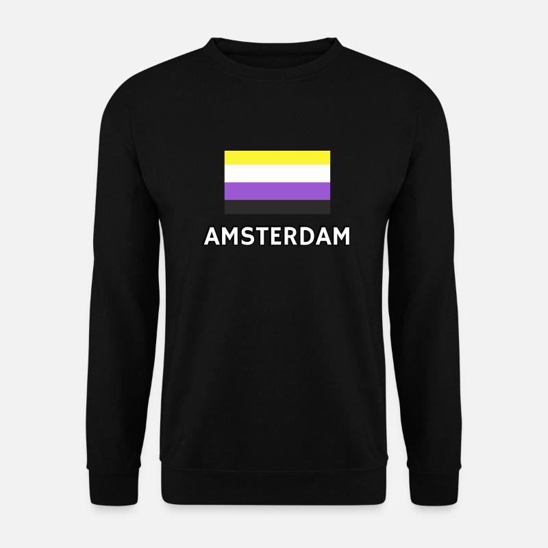 Non binary Pride Flag Amsterdam - Unisex Sweatshirt - black