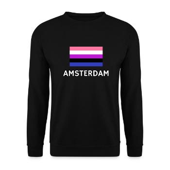 Genderfluid Pride Flag Amsterdam - Unisex Sweatshirt - black - Front - Alina (178cm) & Michal (187cm)