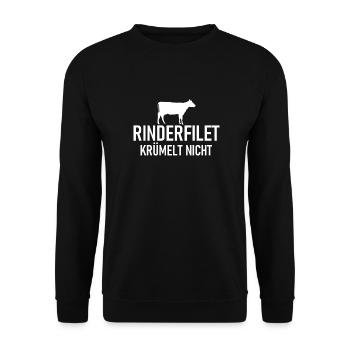 Rinderfilet krümelt nicht- Grillen - Fleisch - Unisex Pullover - Schwarz - Vorne - Alina (178cm) & Michal (187cm)