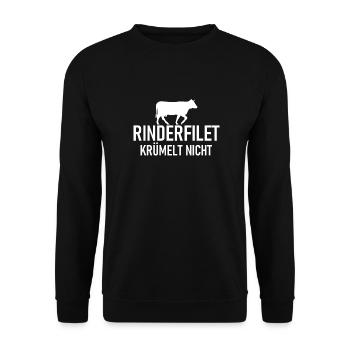 Rinderfilet krümelt nicht- Grillen - Fleisch - Unisex Pullover - Schwarz - Vorne - Alina (178cm) & Michal (187cm)