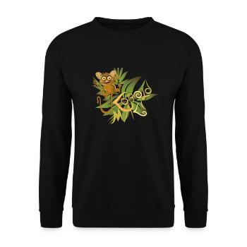 koboldmaki im Urwald - Unisex Pullover - Schwarz - Vorne - Alina (178cm) & Michal (187cm)