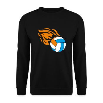 Fliegender flammender Volleyball - Unisex Pullover - Schwarz - Vorne - Alina (178cm) & Michal (187cm)