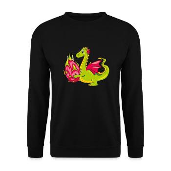 Funny cartoonish dragon with a pitaya fruit - Unisex Sweatshirt - black - Front - Alina (178cm) & Michal (187cm)