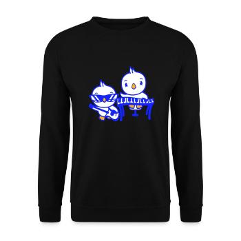 2 Chicks Birds Ducks Ribbon Cute Two Friends Team - Unisex Sweatshirt - black - Front - Alina (178cm) & Michal (187cm)