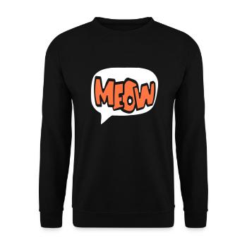 Meow Katze Miau Buchstaben Sprechblase Text Zitat - Unisex Pullover - Schwarz - Vorne - Alina (178cm) & Michal (187cm)