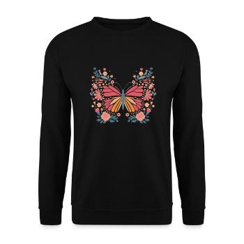 Schmetterling Monarchfalter Bunt Schmetterlinge - Unisex Pullover - Schwarz - Vorne - Alina (178cm) & Michal (187cm)