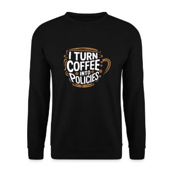 Coffee meets insurance – with humor - Unisex Sweatshirt - black - Front - Alina (178cm) & Michal (187cm)