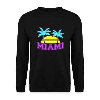 Miami USA Palmen Strand Sonne Amerika Florida Logo - Unisex Pullover - Schwarz - Vorne - Alina (178cm) & Michal (187cm)