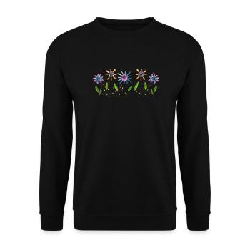 Blumen - Unisex Pullover - Schwarz - Vorne - Alina (178cm) & Michal (187cm)