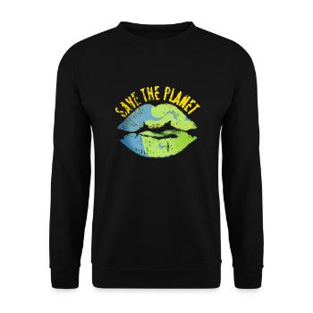 Save the world vintage look - Unisex Sweatshirt - black - Front - Alina (178cm) & Michal (187cm)