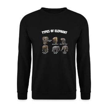 Arten von Elefanten Elefanten der Welt Vintage - Unisex Pullover - Schwarz - Vorne - Alina (178cm) & Michal (187cm)