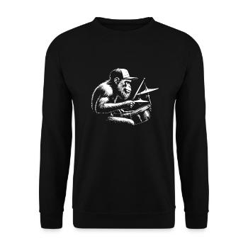 chimp playing the drums - Unisex Sweatshirt - black - Front - Alina (178cm) & Michal (187cm)