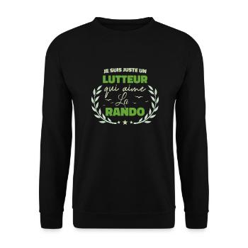 Fier d’être Lutteur et Passionné de la Rando - Sweat-shirt Unisexe - noir - Devant - Alina (178cm) & Michal (187cm)
