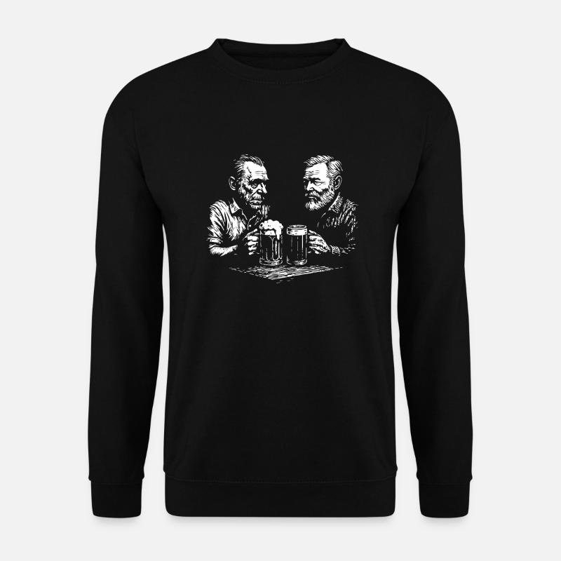 Bukowski und Hemingway beim Biertrinken - Unisex Pullover - Schwarz
