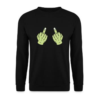 Doigt du milieu main coquine - Sweat-shirt Unisexe - noir - Devant - Alina (178cm) & Michal (187cm)
