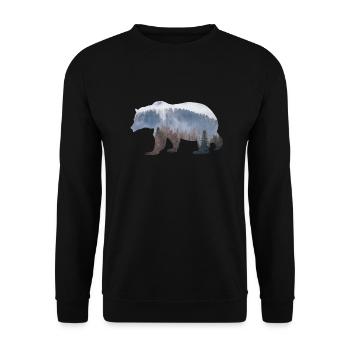Bär mit Wald - Unisex Pullover - Schwarz - Vorne - Alina (178cm) & Michal (187cm)