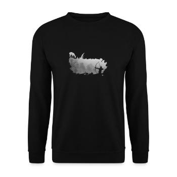 bowhunter splash mist - Unisex Sweatshirt - black - Front - Alina (178cm) & Michal (187cm)