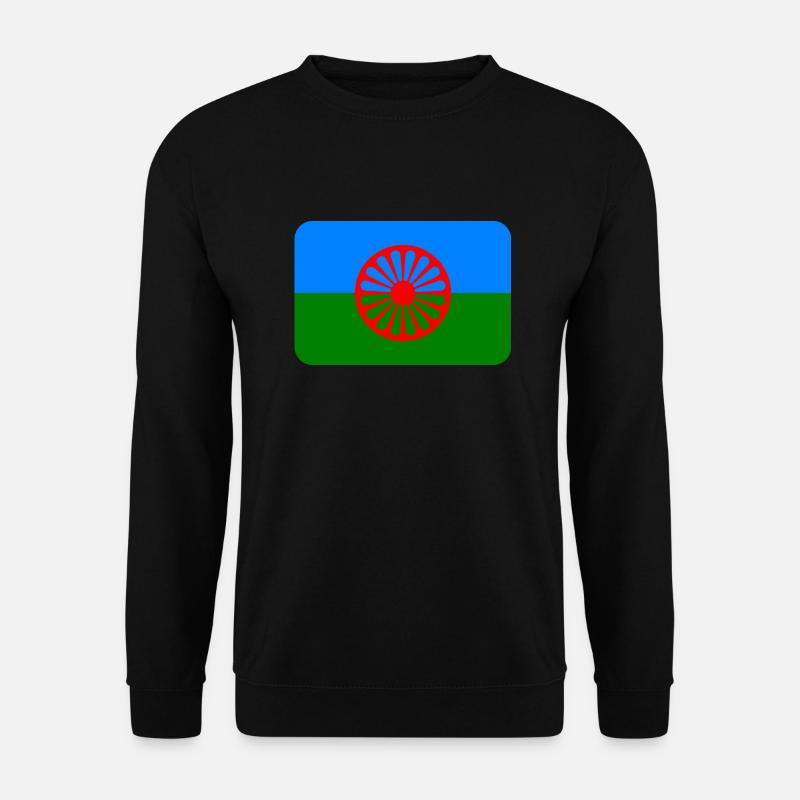 ROMANI FLAG round corner 400 dpi - Unisex Pullover - Schwarz