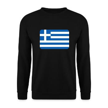 GREECE FLAG round corner 400 dpi - Unisex Sweatshirt - black - Front - Alina (178cm) & Michal (187cm)