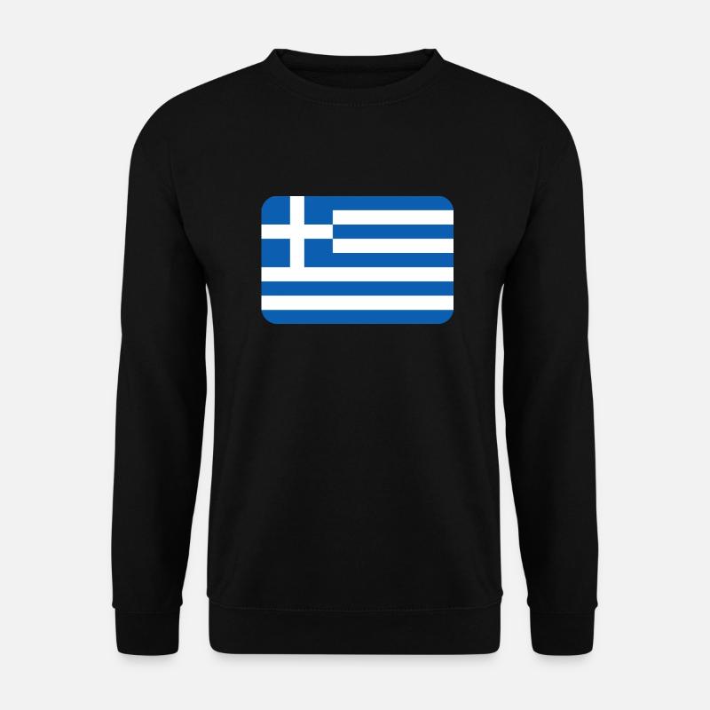 GREECE FLAG round corner 400 dpi - Unisex Pullover - Schwarz