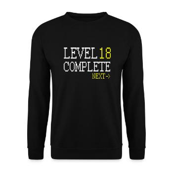 Level 18 Komplett Weiter - Unisex Pullover - Schwarz - Vorne - Alina (178cm) & Michal (187cm)