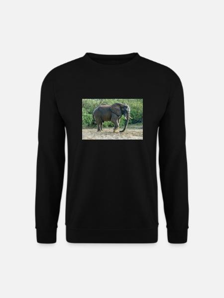 Elefant stampfte mit dem Fuß in den Sand. - Unisex Pullover - Schwarz