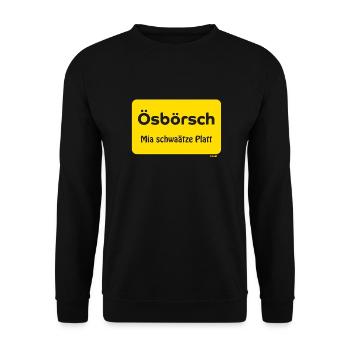 Ösbörsch - Mia schwaätze Platt - Unisex Pullover - Schwarz - Vorne - Alina (178cm) & Michal (187cm)