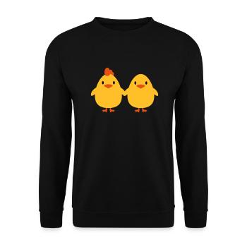 Poussins amoureux coq et la poule - Sweat-shirt Unisexe - noir - Devant - Alina (178cm) & Michal (187cm)