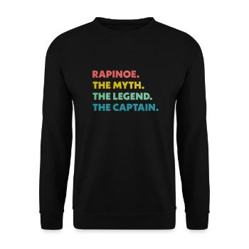 Rapinoe Der Mythos Die Legende Der Kapitän - Unisex Pullover - Schwarz - Vorne - Alina (178cm) & Michal (187cm)