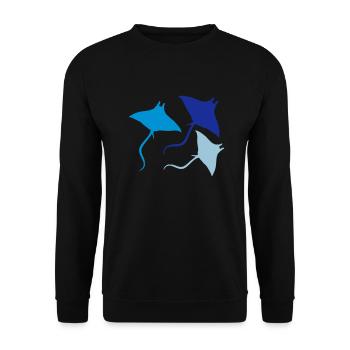 bunt 3 stachelrochen schwimmen tauchen silhouette - Unisex Pullover - Schwarz - Vorne - Alina (178cm) & Michal (187cm)