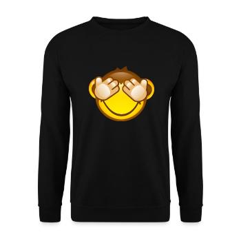 Smiley Monkey No Seeing - Unisex Pullover - Schwarz - Vorne - Alina (178cm) & Michal (187cm)