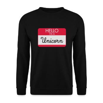 Hello I'm A Unicorn - Unisex Pullover - Schwarz - Vorne - Alina (178cm) & Michal (187cm)