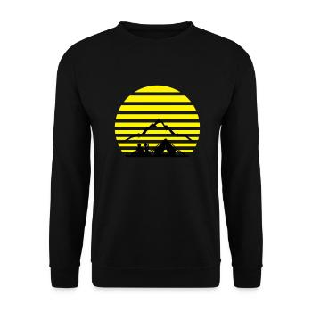 Freitzeit - Zelten und Berge - Unisex Pullover - Schwarz - Vorne - Alina (178cm) & Michal (187cm)