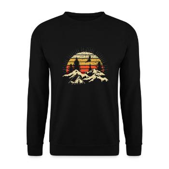 Camping sunset tents Mountains Wilderness - Unisex Sweatshirt - black - Front - Alina (178cm) & Michal (187cm)