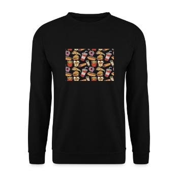Fast Food Lover - Unisex Pullover - Schwarz - Vorne - Alina (178cm) & Michal (187cm)