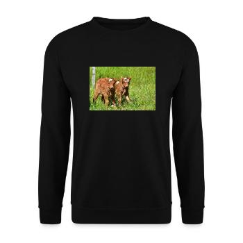 Calves on Eifel meadows - Unisex Sweatshirt - black - Front - Alina (178cm) & Michal (187cm)