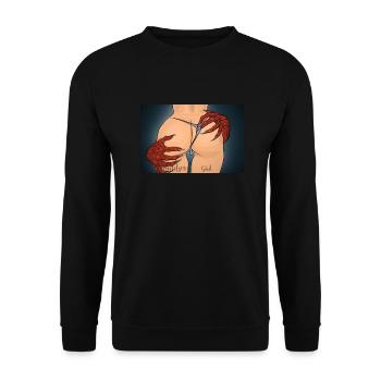 Daddy s Girl Devils Hands naked girl rock n Roll - Unisex Pullover - Schwarz - Vorne - Alina (178cm) & Michal (187cm)