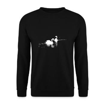 Schwaene weiss,Wasservogel,Design,Geschenk,cool, - Unisex Pullover - Schwarz - Vorne - Alina (178cm) & Michal (187cm)