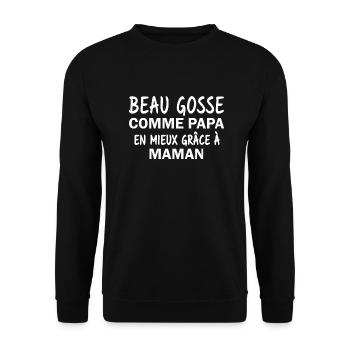 Beau gosse comme papa en mieux grâce à maman - Sweat-shirt Unisexe - noir - Devant - Alina (178cm) & Michal (187cm)