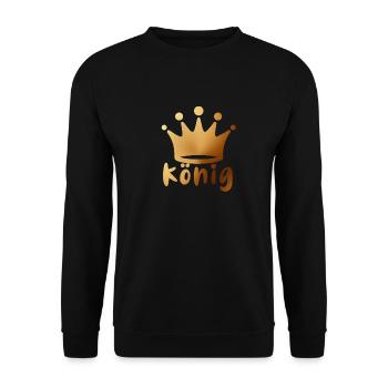 könig, gold ,baby, junge, schreibschrift, krone - Unisex Pullover - Schwarz - Vorne - Alina (178cm) & Michal (187cm)