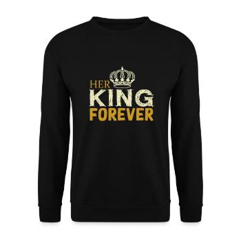 Her King forever - Unisex Pullover - Schwarz - Vorne - Alina (178cm) & Michal (187cm)