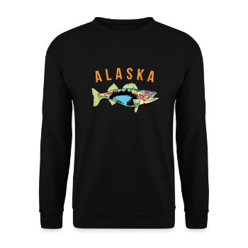 Alaska State Pride T Shirt Alaska Walleye Fisherme - Sweat-shirt Unisexe - noir - Devant - Alina (178cm) & Michal (187cm)