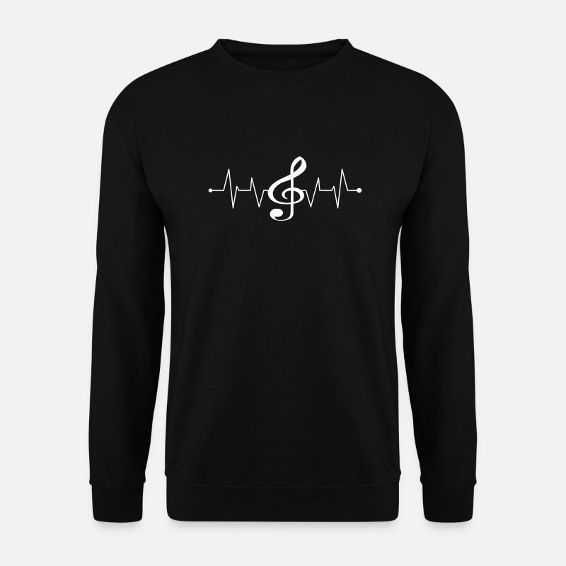 Musik Notenschlüssel Herzschlag Geschenk Music - Unisex Pullover - Schwarz