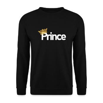 Prinz mit Goldener Krone - Unisex Pullover - Schwarz - Vorne - Alina (178cm) & Michal (187cm)
