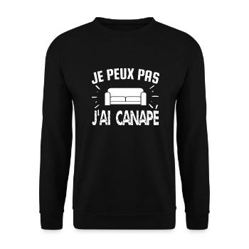je peux pas j'ai canapé - Sweat-shirt Unisexe - noir - Devant - Alina (178cm) & Michal (187cm)