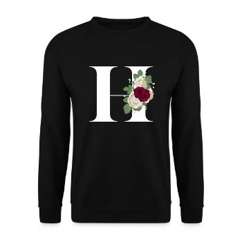 letter H flowered - Unisex Sweatshirt - black - Front - Alina (178cm) & Michal (187cm)