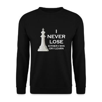 Je ne perds jamais, je gagne ou j’apprends les échecs - Sweat-shirt Unisexe - noir - Devant - Alina (178cm) & Michal (187cm)